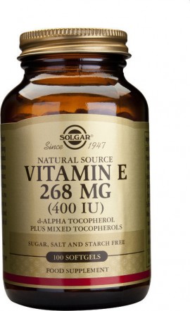 Solgar Vitamin E 268mg 400IU Συμπλήρωμα Διατροφής Βιταμίνης Ε 100 Μαλακές Κάψουλες