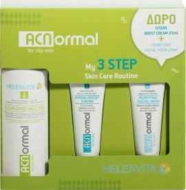Helenvita ACNormal My 3 Steps Skin Care Routine Cleansing Mouse 150ml & Δώρο Hydra Boost Cream 20ml+Purifying Facial Mask 20ml