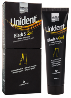 Intermed Unident Black & Gold Toothpaste - Λευκαντική, 100ml