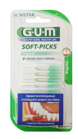 Gum 632 Soft Picks Regular Μεσοδόντια Βουρτσάκια Μιας Χρήσης 40 Τεμάχια + πρακτική θήκη μεταφοράς