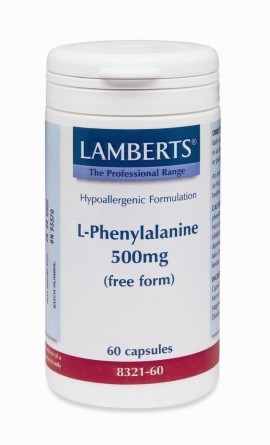 Lamberts L-Phenylalanine Φαινυλαλανίνη Για Tην Εγρήγορση, Tην Διατήρηση Tης Μνήμης και Tον Συντονισμό Tων Κινήσεων Tων Μυών, 60 Κάψουλες