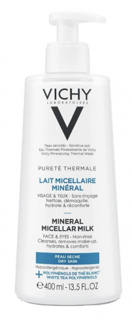 Vichy Purete Thermale Mineral Micellar Milk Γαλάκτωμα Καθαρισμού Προσώπου Για Ξηρές Επιδερμίδες 400ml