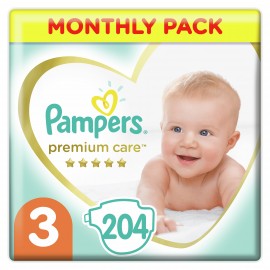 Pampers Premium Care Μέγεθος 3 [6-10kg] Monthly Pack 204 Πάνες