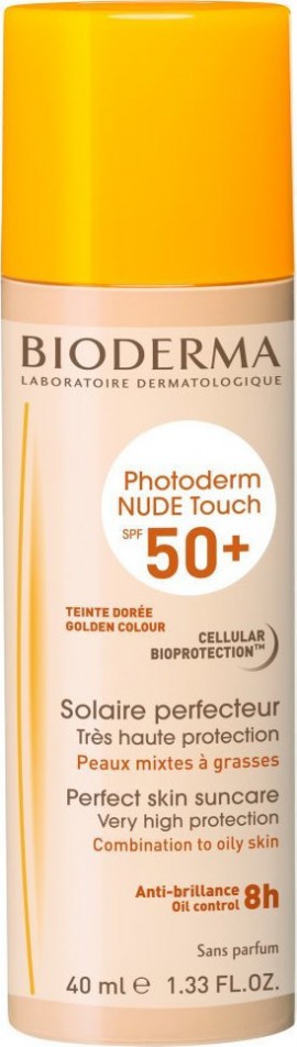 Bioderma Photoderm Nude Touch SPF50+ Golden Tint Αντιηλιακό Προσώπου Με Χρώμα 40ml
