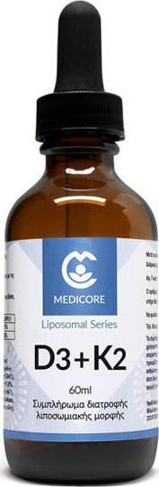 MediCore Λιποσωμιακή Φόρμουλα D3+K2 1000iu+45mcg, 60ml Apricot flavor