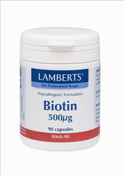 Lamberts Biotin 500mcg Βιοτίνη Για Δέρμα, Νύχια και Μαλλιά, 90 Κάψουλες