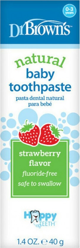 Dr. Browns Natural Baby Toothpaste Βρεφική Οδοντόπαστα με Γεύση Φράουλα (HG063), 40gr
