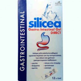 Hubner Silicea Gastro-Intestinal Gel Direct για Άμεση Αντιμετώπιση Οξέων & Χρόνιων Γαστρεντερικών Παθήσεων, 12 x 15ml