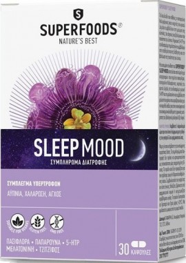 Superfoods Sleep Mood Συμπλήρωμα Για Την Αϋπνία 30 Κάψουλες