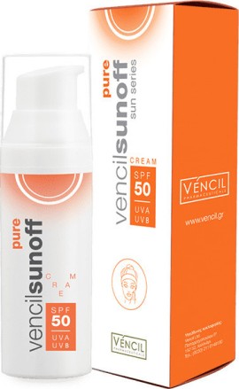 Vencil Sunoff Pure Cream SPF50 UVA/UVB Αντηλιακή Κρέμα Προσώπου Με Υψηλό Δείκτη Προστασίας 50ml