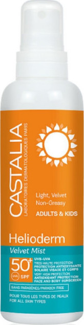 Castalia Helioderm Velvet Mist SPF50+ Αντηλιακό Για Πρόσωπο - Σώμα Για Όλους τους Τύπους Επιδερμίδας 245ml