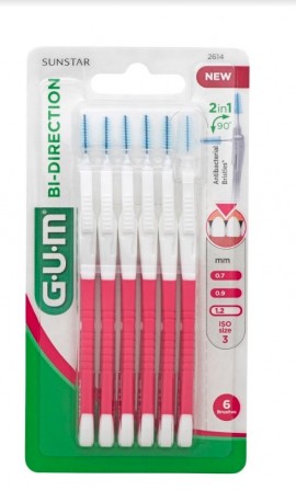 Gum Bi-Direction Micro Fine 1,2mm [2614] Μεσοδόντια Βουρτσάκια Με Πώμα 6 Τεμάχια