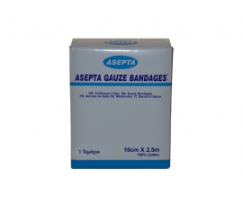 Asepta Gauze Bandages Επίδεσμος Γάζας 10cm x 2,5cm Ένα Τεμάχιο