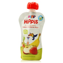 Hipp Hippis με Γεύση Φράουλα-Μπανάνα-Μήλο Χωρίς Ζάχαρη 100gr για 12+ μηνών