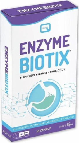 Quest Nutrition Enzyme Biotix Συμπλήρωμα Διατροφης με 6 Πεπτικά Ένζυμα και Προβιοτικά 30 κάψουλες