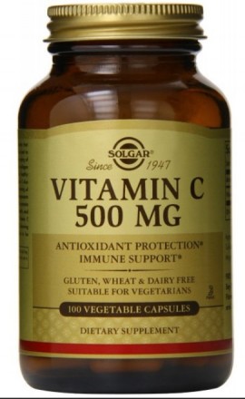 Solgar Vitamin C 500mg Συμπλήρωμα Διατροφής Βιταμίνης C 100 Φυτικές Κάψουλες