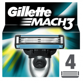 Gillette Mach3 - Ανδρικές Ανταλλακτικές Κεφαλές Ξυρίσματος, 4 Τεμάχια