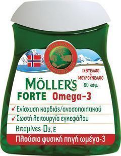 Mollers Forte Omega 3 Ιχθυέλαιο + Μουρουνέλαιο D3 60 Κάψουλες