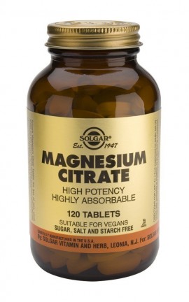 Solgar Magnesium Citrate 200mg Συμπλήρωμα Διατροφής Μαγνησίου 120 Ταμπλέτες
