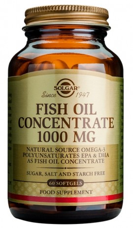 Solgar Fish Oil Concentrate 1000mg Συμπλήρωμα Διατροφής από Συμπυκνωμένο Έλαιο Ψαριών 60 Μαλακές Κάψουλες
