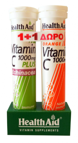 Health Aid PROMO Vitamin C Orange 1000mg & Echinacea 1000mg 2x20 Δισκία