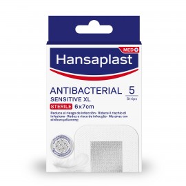 Hansaplast Sensitive Antibacterial XL-XXL Αντιβακτηριδιακά Αυτοκόλλητα Επιθέματα 6 x 7cm 5 Τεμάχια