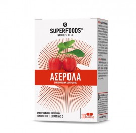 Superfoods Acerola Συμπλήρωμα Διατροφής Ανοσοποιητικού 30 Κάψουλες