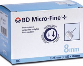 BD Thin Wall Αποστειρωμένες Βελόνες για Πένες Ινσουλίνης 31G 0,25 x 8mm, 100τεμ