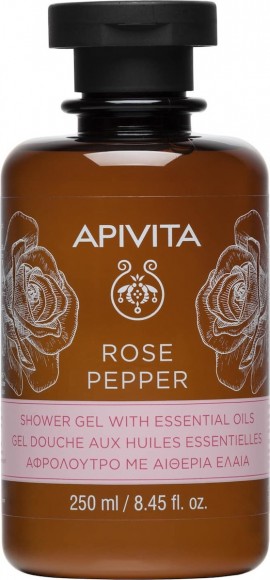 Apivita Rose Pepper Shower Gel Αφρόλουτρο Με Αιθέρια Έλαια 250ml