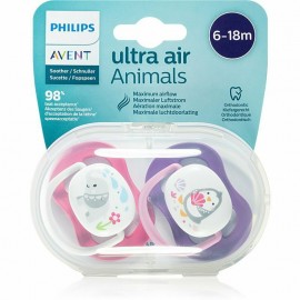 Philips Avent Ορθοδοντικές Πιπίλες Σιλικόνης για 6-18 μηνών Ultra Air Animals Ροζ 2τμχ