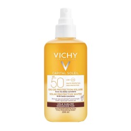 Vichy Capital Soleil Solar Protective Water Spray With Beta Carotene SPF50 Αντηλιακό Νερό Προστασίας Προσώπου - Σώματος Για Λαμπερό Μαύρισμα 200ml