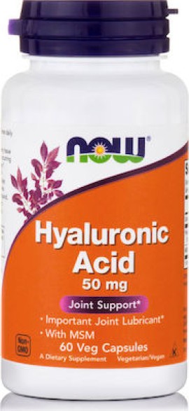 Now Foods Hyaluronic Acid 50mg with Msm 50mg Συμπλήρωμα για την Υγεία των Αρθρώσεων 60 Vegeterian caps