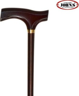 John’s Καφέ Μπαστούνι Ξύλινο Με Πλάγια Λαβή Ταφ 90cm 26111