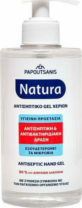 Natura Αντισηπτικό Gel Χεριών 80% με Αντλία 400ml