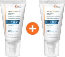 Ducray PROMO Melascreen UV Light Cream SPF50+ Αντηλιακή Κρέμα με Λεπτή Υφή 2x40ml