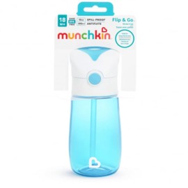 Munchkin Flip & Go Παγούρι Με Σιλικονούχο Καλαμάκι Για 18+ Μηνών Blue 335ml