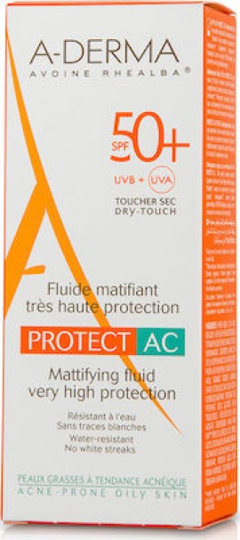 A-Derma Protect AC Fluide Matifiant SPF50+ Αντηλιακή Κρέμα Προσώπου Για Ακνεϊκό Δέρμα 40ml