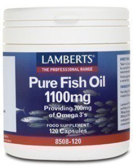 Lamberts Pure Fish Oil  1100mg Συμπυκνωμένο Ιχθυέλαιο Για Την Υγεία Της Καρδιάς, Του Δέρματος, Του Εγκεφάλου και Των Αρθρώσεων, 120 Κάψουλες