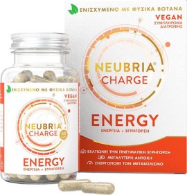 Neubria Charge Energy Συμπλήρωμα Διατροφής για Ενέργεια, Ενεργοποίηση του Μεταβολισμού & Πνευματική Εγρήγορση 60Caps