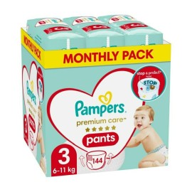 Pampers Πανες Premium Care Pants Monthly Πάνες-Βρακάκι Νo 3 (6 - 11kg) 144τμχ