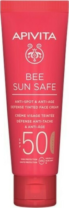 Apivita Bee Sun Safe Anti Spot Anti Age Tinted Face Cream SPF50 Αντηλιακή Κρέμα Προσώπου Κατά Των Πανάδων και Ρυτίδων Με Χρώμα Βελούδινης Υφής 50ml