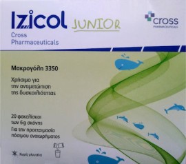 Cross Pharmaceuticals Izicol Junior 20x6gr - Μακρογόλη 3350 Για Την Αντιμετώπιση Της Δυσκοιλιότητας