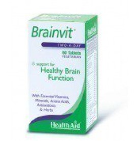 Health Aid BrainVit Συμπλήρωμα Διατροφής με Βιταμίνες, Μέταλλα, Αμινοξέα, Αντιοξειδωτικά & Βότανα για Ενίσχυση της Μνήμης & Πνευματική Διαύγεια 60 Ταμπλέτες