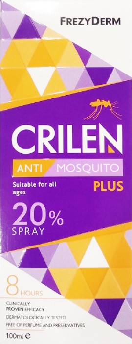 Frezyderm Crilen Anti Mosquito Plus 20% Άοσμο Εντομοαπωθητικό Σπρέι 100ml