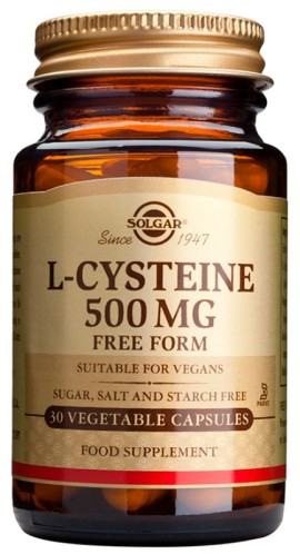Solgar L-Cysteine 500mg Συμπλήρωμα Διατροφής L-Κυστεϊνη 30 Φυτικές Κάψουλες