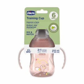 Chicco Training Cup Εκπαιδευτικό Ποτήρι Με Λαβές Για 6+ Μηνών 200ml Pink