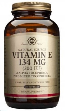 Solgar Vitamin E 134 mg 200 IU Συμπλήρωμα Διατροφής Βιταμίνης Ε 250 Μαλακές Κάψουλες