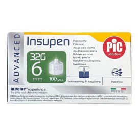 PiC Solution Insupen Βελόνες για Πένα Ινσουλίνης 32G x 6mm 100 τμχ