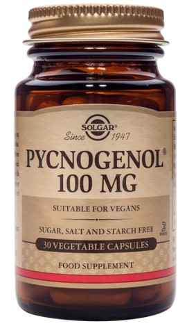 Solgar Pycnogenol 100mg Συμπλήρωμα Διατροφής Πυκνογενόλης 30 Φυτικές Κάψουλες