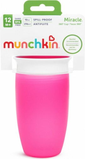Munchkin Παιδικό Ποτηράκι Miracle 360° από Πλαστικό Ροζ 296ml για 12m+